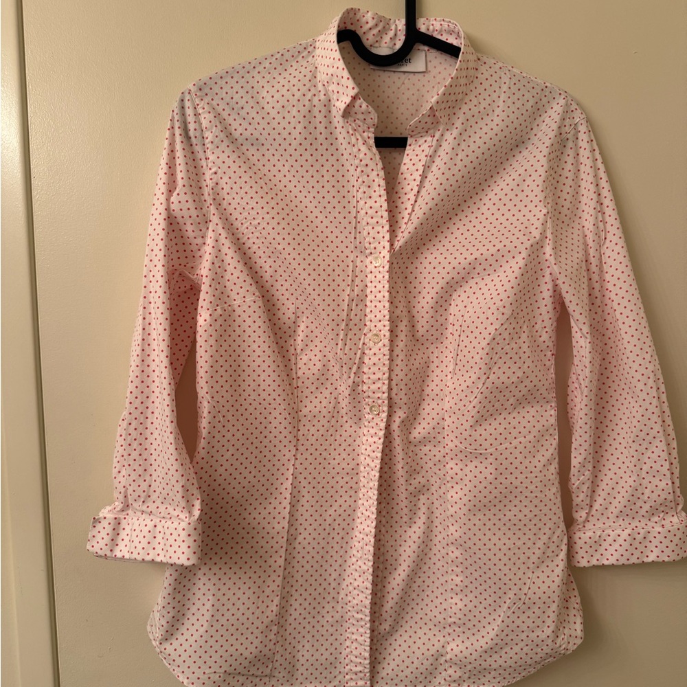 Figaret Paris Women Red Polka Dot Fitted Button-down Shirt Size 38